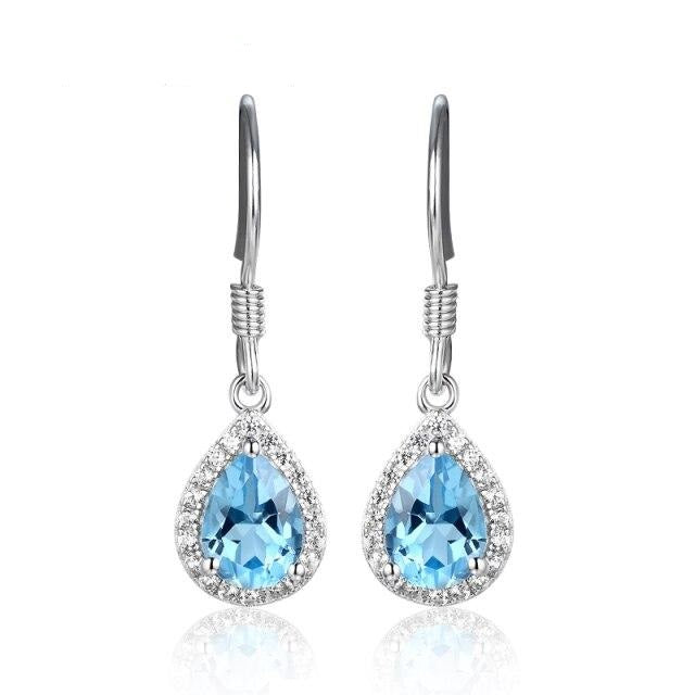 Orecchini pendenti in argento sterling 925 con rubino, ametista, topazio e zultanite