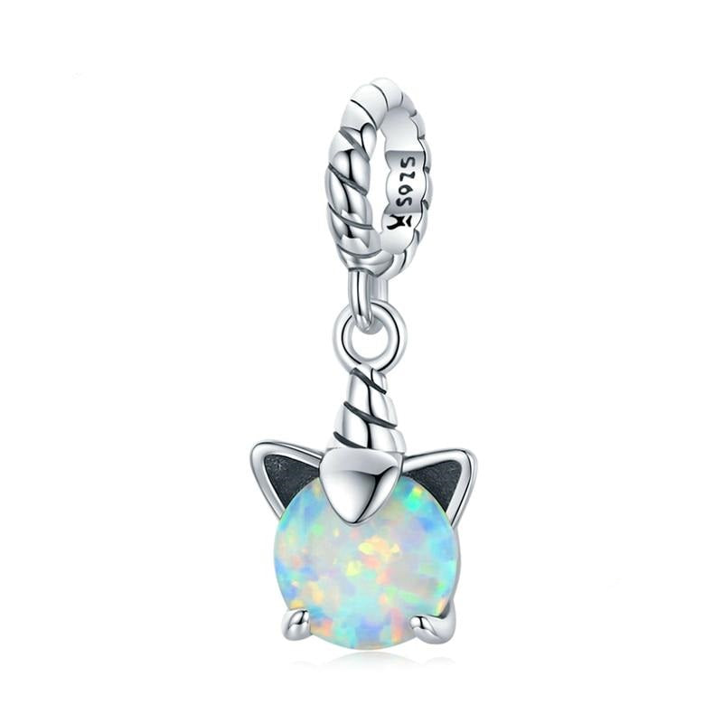 925 Sterling Silver Opal Unicorn Charms