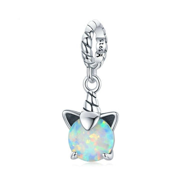 925 Sterling Silver Opal Unicorn Charms