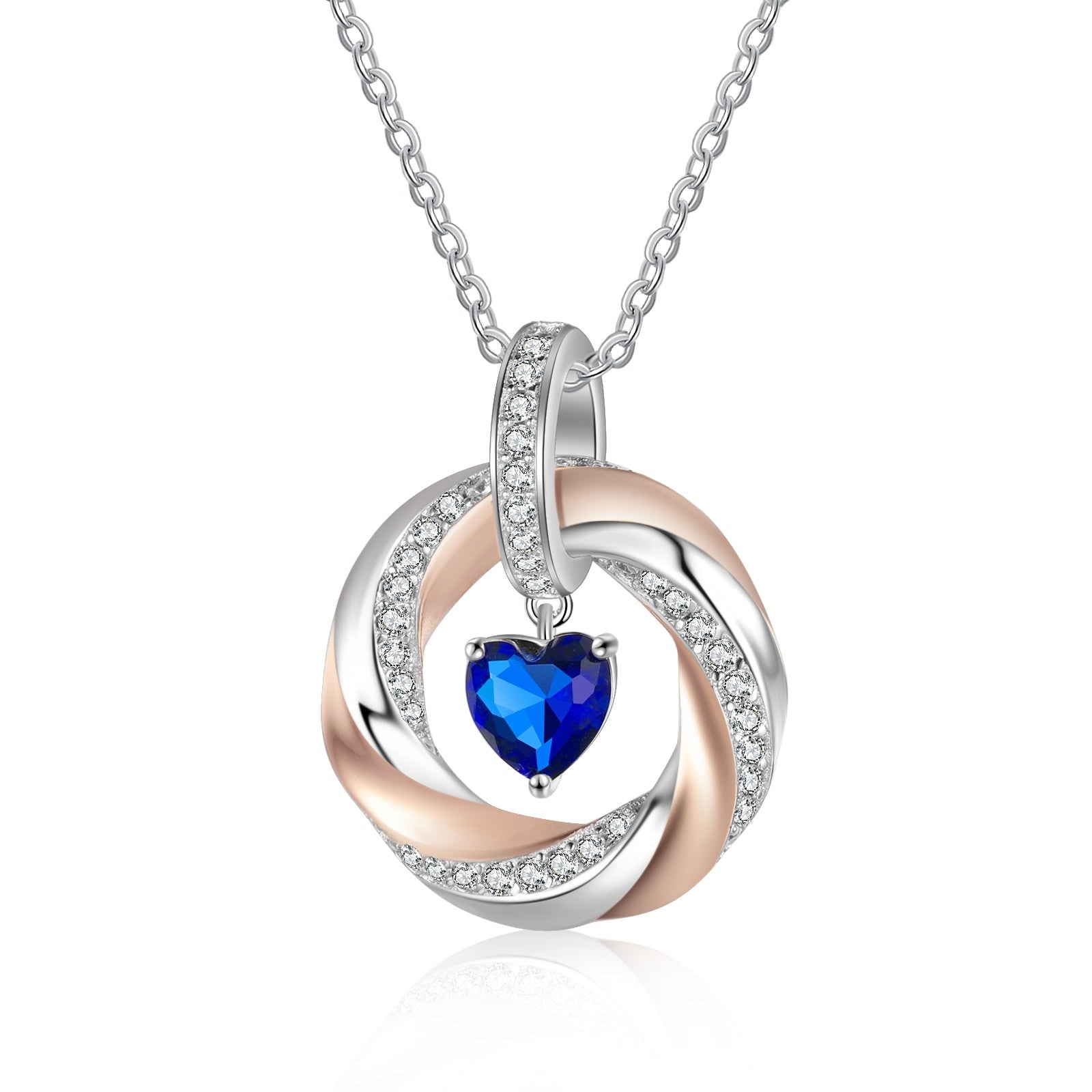 Personalized Heart Birthstone 3 Names Engraved Necklace