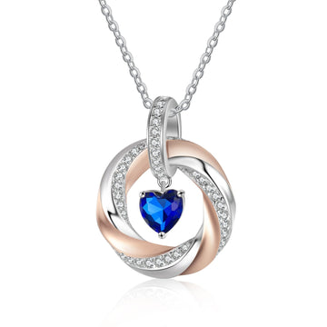 Personalized Heart Birthstone 3 Names Engraved Necklace