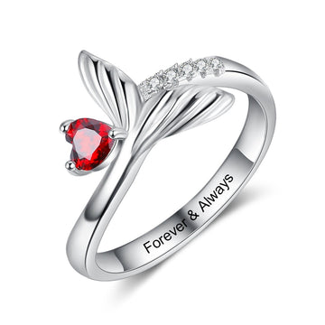 Anello a coda di pesce con pietra portafortuna personalizzata