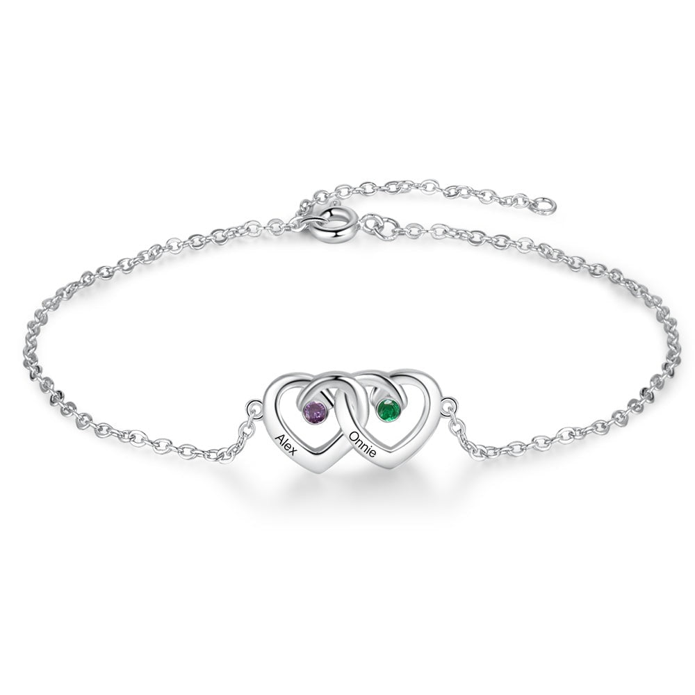 Braccialetto personalizzato con doppio cuore