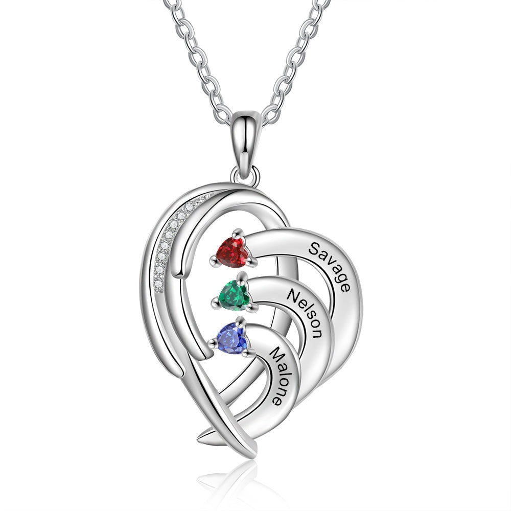 Collana con nome inciso personalizzato con 2-4 pietre portafortuna intarsiate