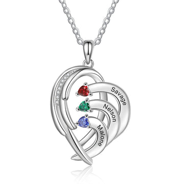 Collana con nome inciso personalizzato con 2-4 pietre portafortuna intarsiate