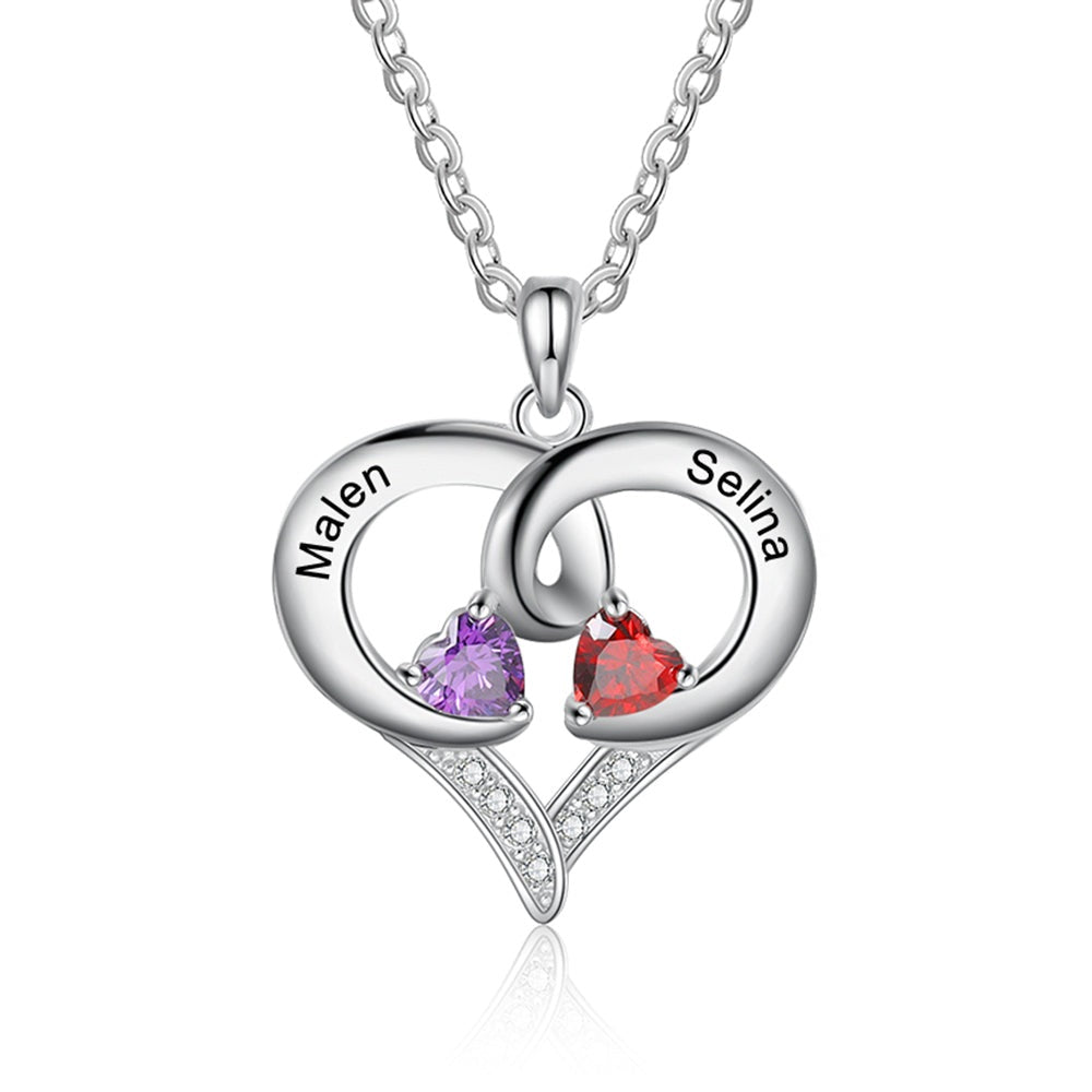 Collana con ciondolo a forma di cuore con pietra portafortuna personalizzata