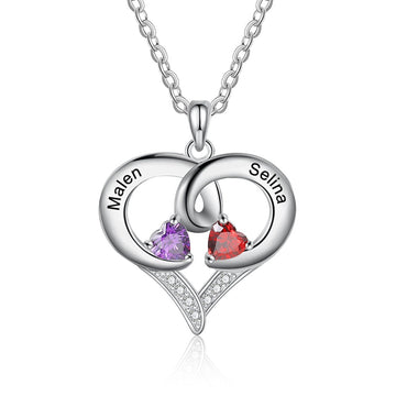 Collana con ciondolo a forma di cuore con pietra portafortuna personalizzata