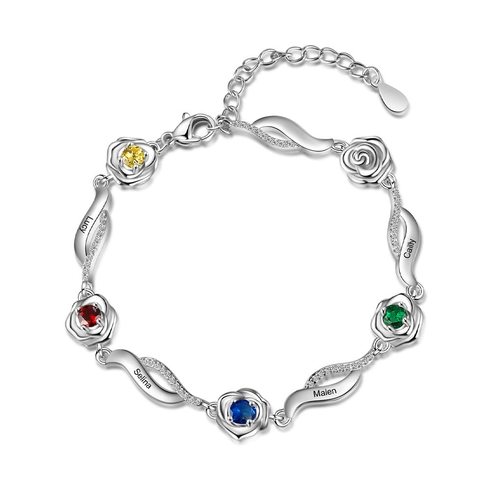 Personalized Rose Flower Bracelet