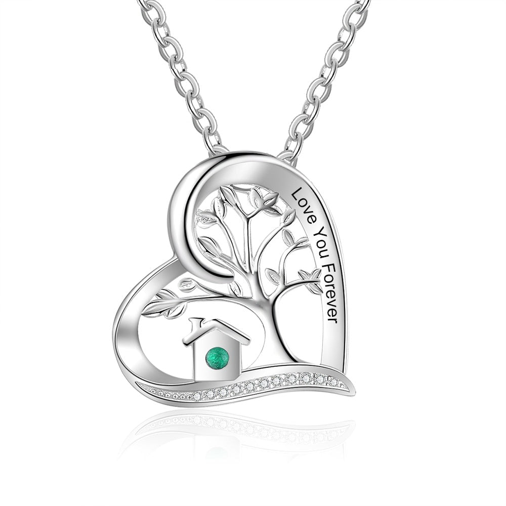 Personalized Tree of Life Heart Necklace