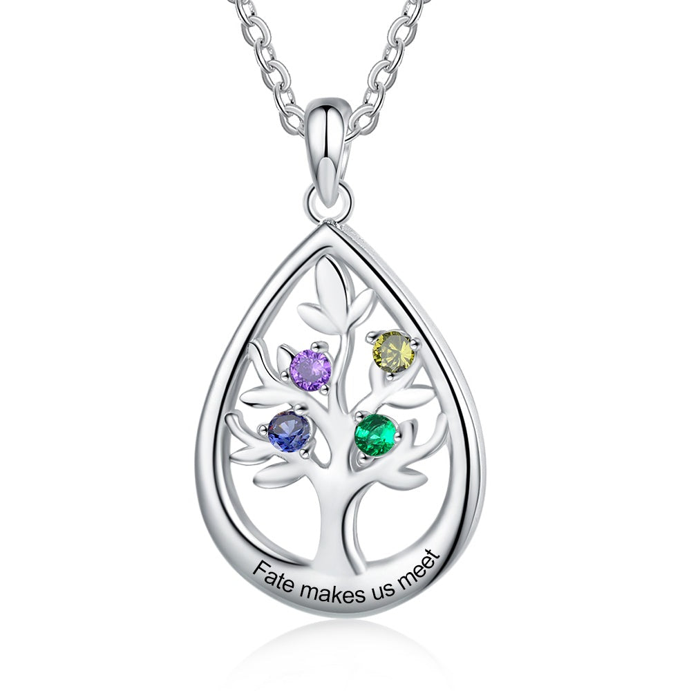 Personalized Tree of Life Birthstone Necklace