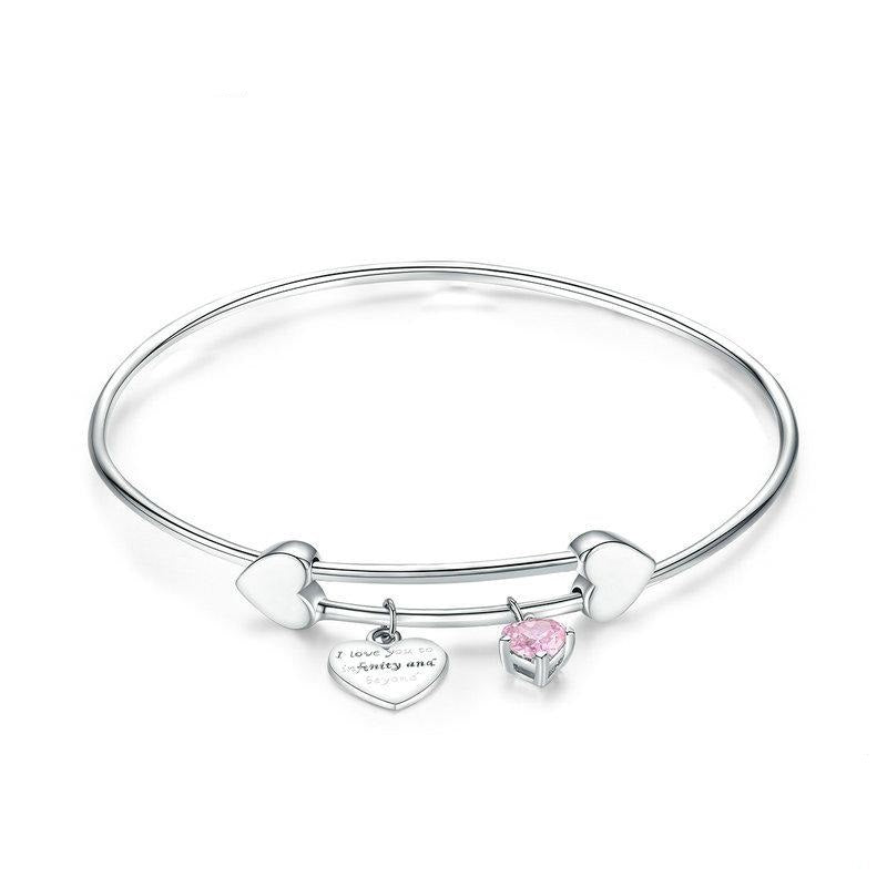 Bracciale in argento sterling 925 con scritta "Ti amo" e cuore