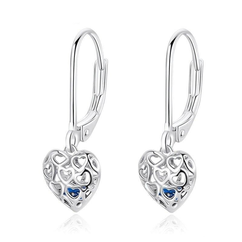 925 Sterling Silver Openwork Heart Drop Earrings