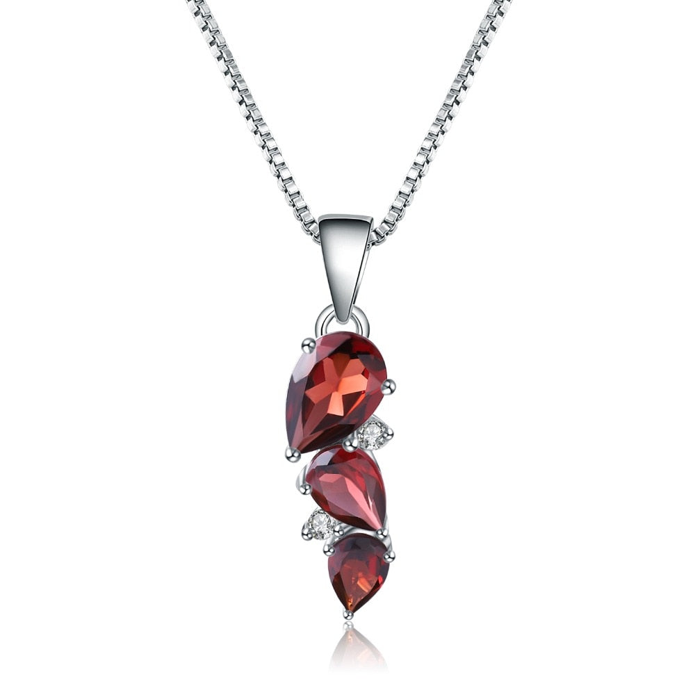 Collana con ciondolo in argento sterling 925 con pietra portafortuna in granato naturale