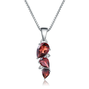 Collana con ciondolo in argento sterling 925 con pietra portafortuna in granato naturale