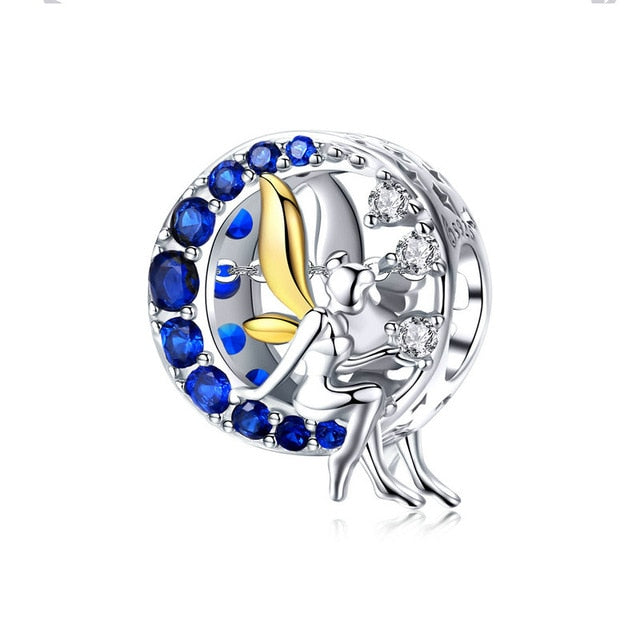 925 Sterling Silver Blue Moon Lunar Angel Charms