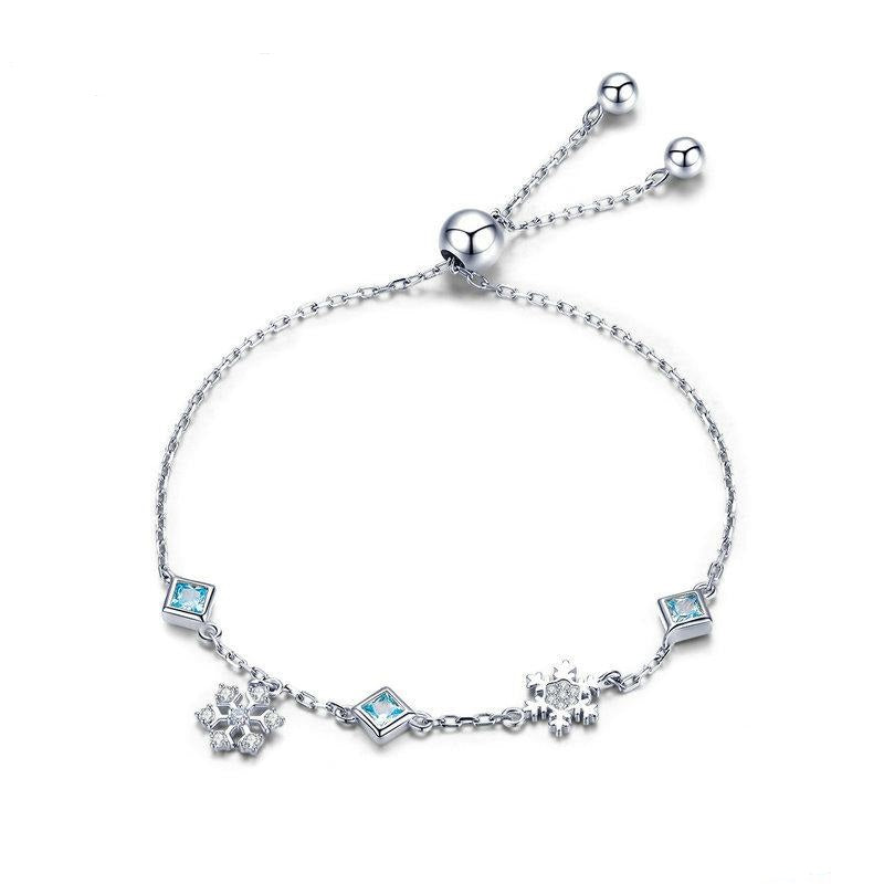 Bracciale in argento sterling 925 con fiocco di neve invernale