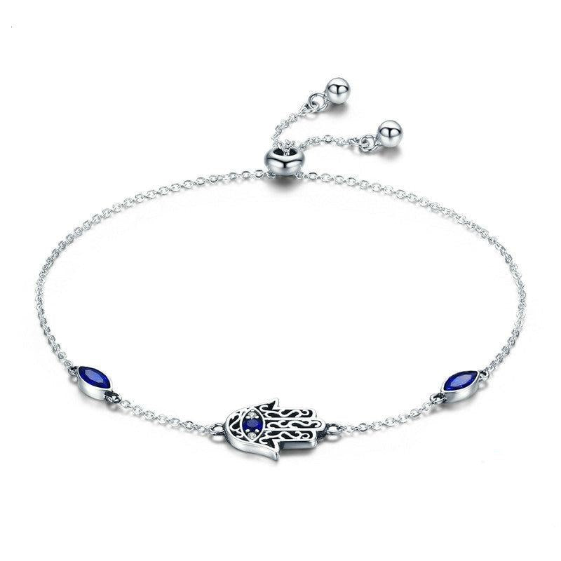 925 Sterling Silver Lucky Hamsa Fatima Hand Bracelet