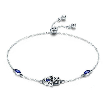 925 Sterling Silver Lucky Hamsa Fatima Hand Bracelet