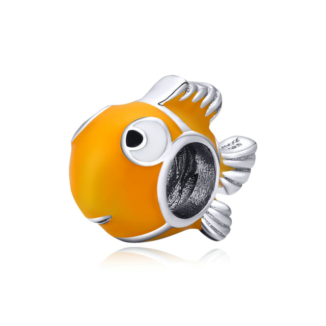 925 Sterling Silver Yellow Enamel Clownfish Charms