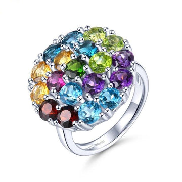 Anello elegante colorato con pietra preziosa naturale