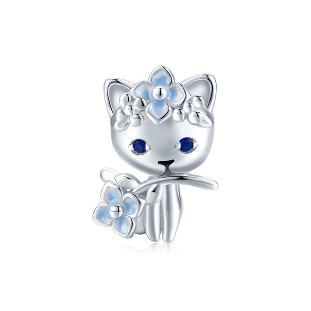 Dijes de hada elfa y gato en plata de ley 925