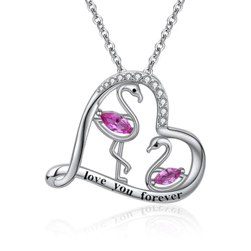 Collana in argento sterling 925 con zirconi cubici e fenicottero