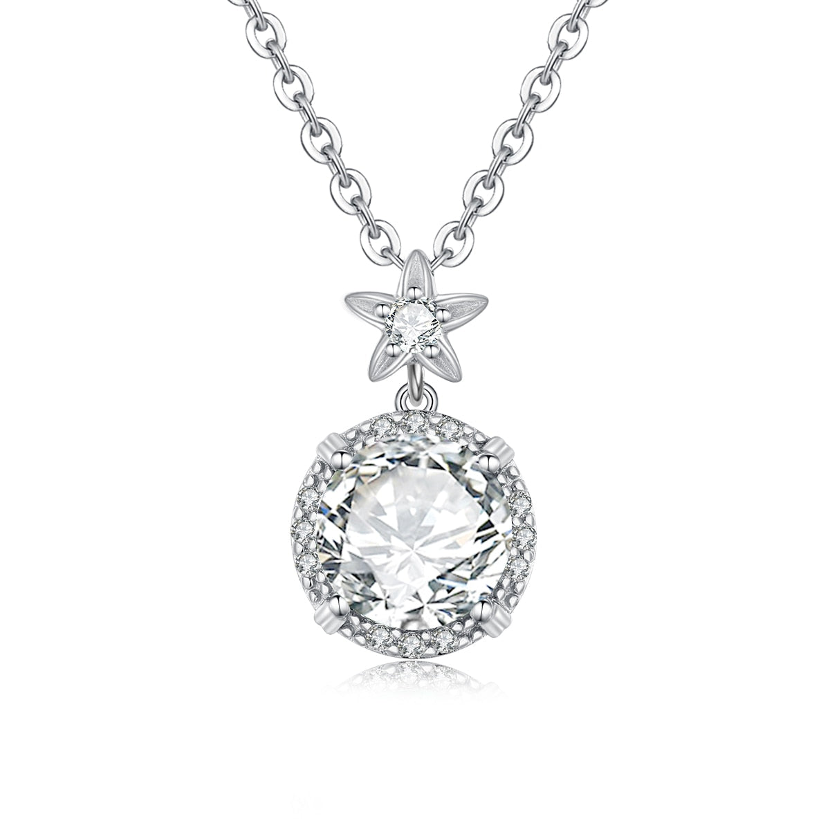925 Sterling Silver White Gold Plated Diamond Necklace