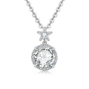 925 Sterling Silver White Gold Plated Diamond Necklace