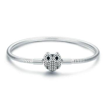 925 Sterling Silver Cute Owl Clasp Bracelet