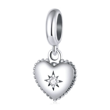 Charms de corazón de amor de plata de ley 925