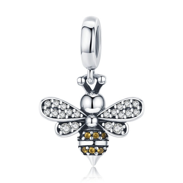 Ciondoli di cristallo a forma di ape in argento sterling 925