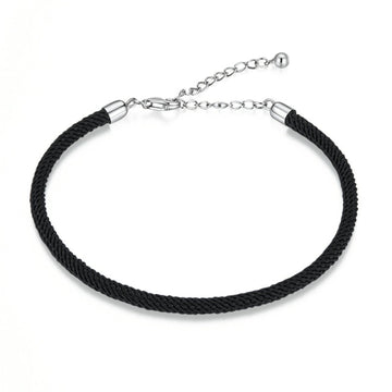 925 Sterling Silver Black Basic Braided Bracelet