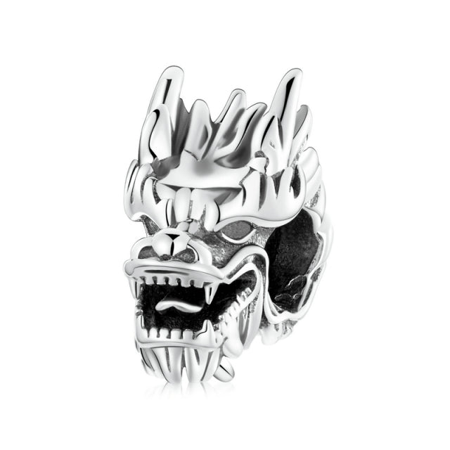 Ciondoli a forma di testa di drago cinese in argento sterling 925