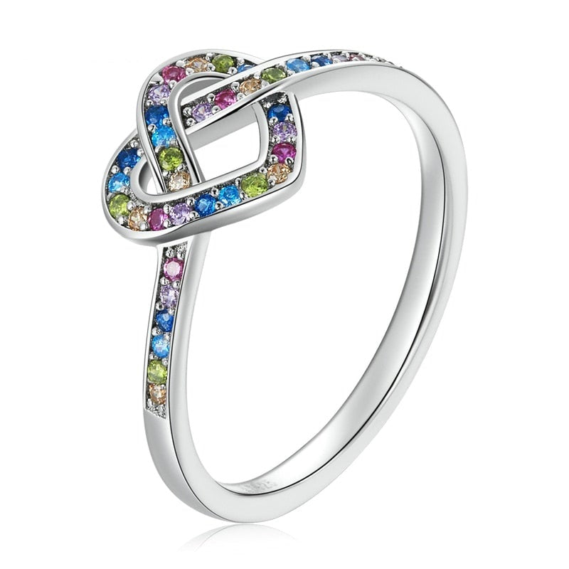 Anello in argento sterling 925 con arcobaleno infinito