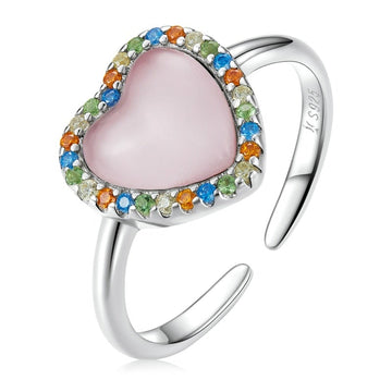 Anello regolabile Girly Love in argento sterling 925 con arcobaleno