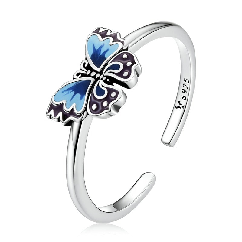 Anillo de mariposa vintage de plata de ley 925