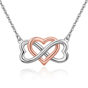 Collana con simbolo dell'infinito in argento sterling 925 e cuore, amore infinito