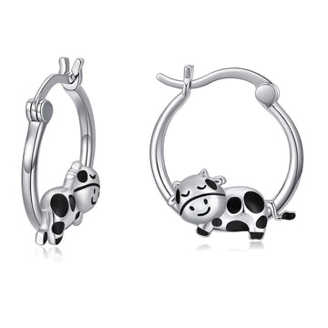 Silver Plated Cute Animal Cows Earrings