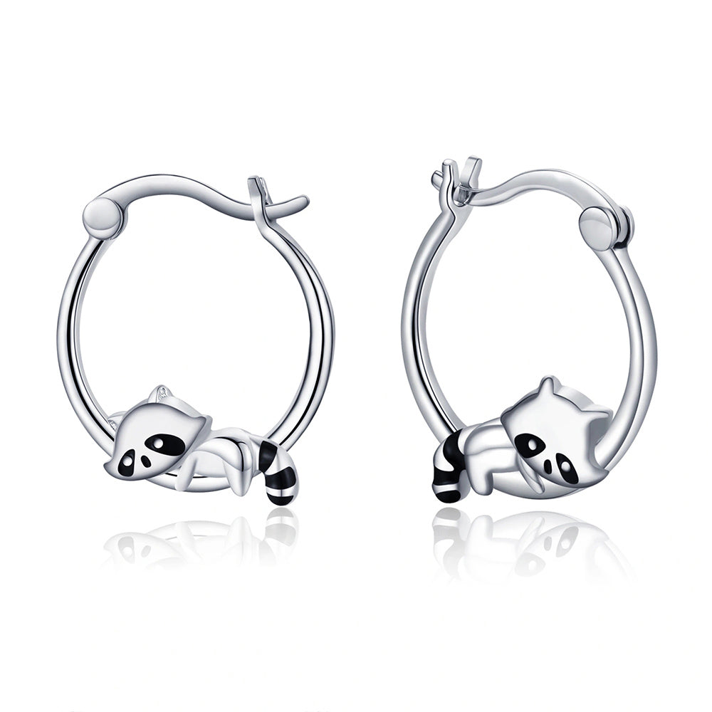 Raccoon Delicate Hoop Earrings