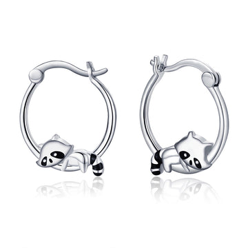 Raccoon Delicate Hoop Earrings