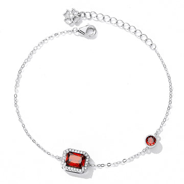 Pulsera de plata de ley 925 con circonitas y rubí francés