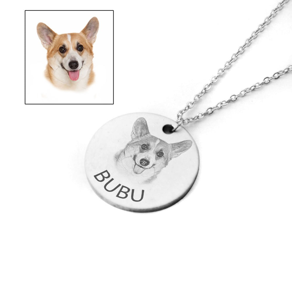Collana con nome del cane con foto personalizzata per animali domestici