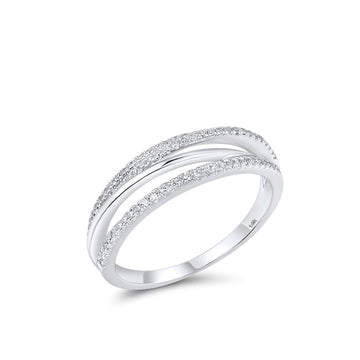 Pure 14K 585 White Gold Sparkling Diamond Twine Ring Promise Engagement Anniversary Gift