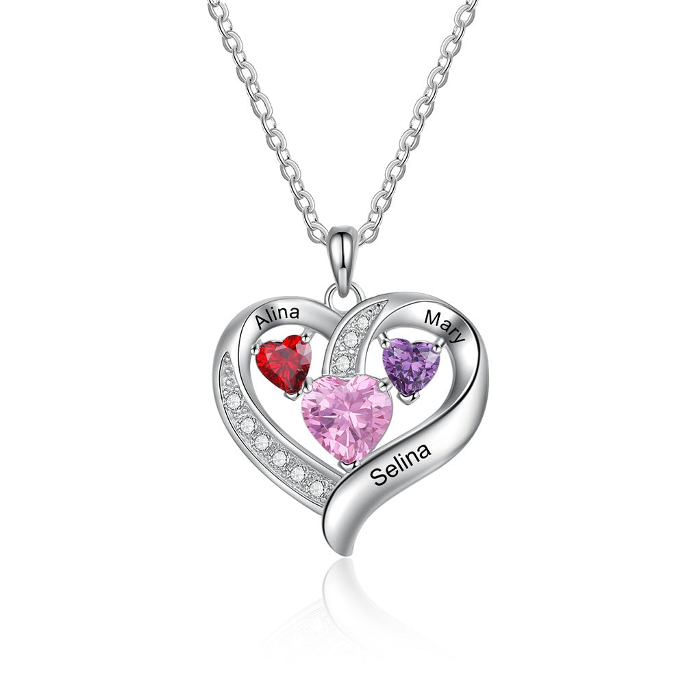 Collana personalizzata con nome inciso a cuore e 3 pietre portafortuna