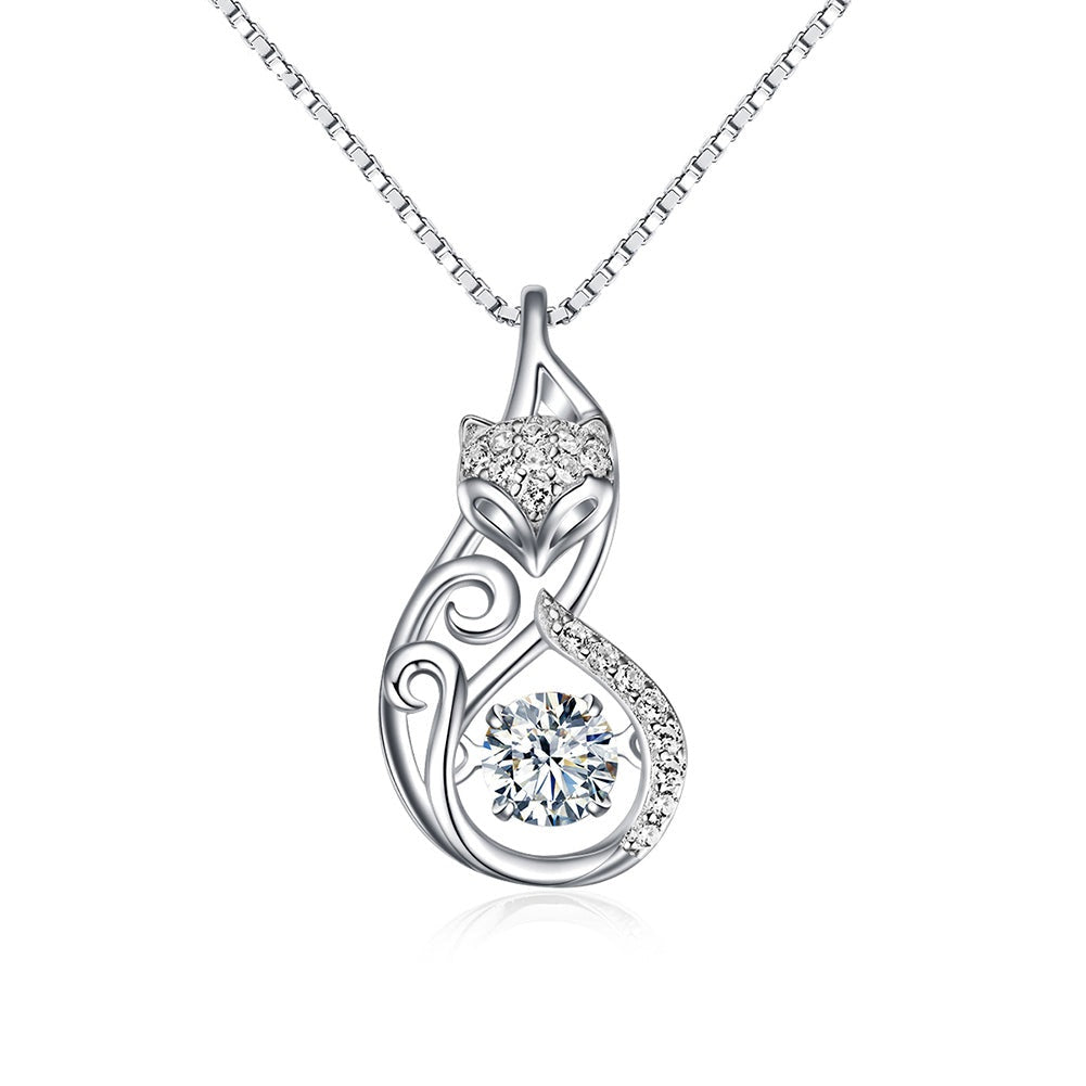 S925 Sterling Silver Necklaces Cute Fox Pendant Necklace