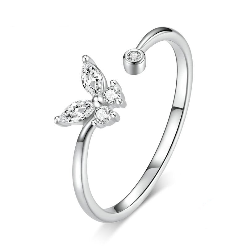 Sterling Silver Butterfly Tail Ring Open Ring