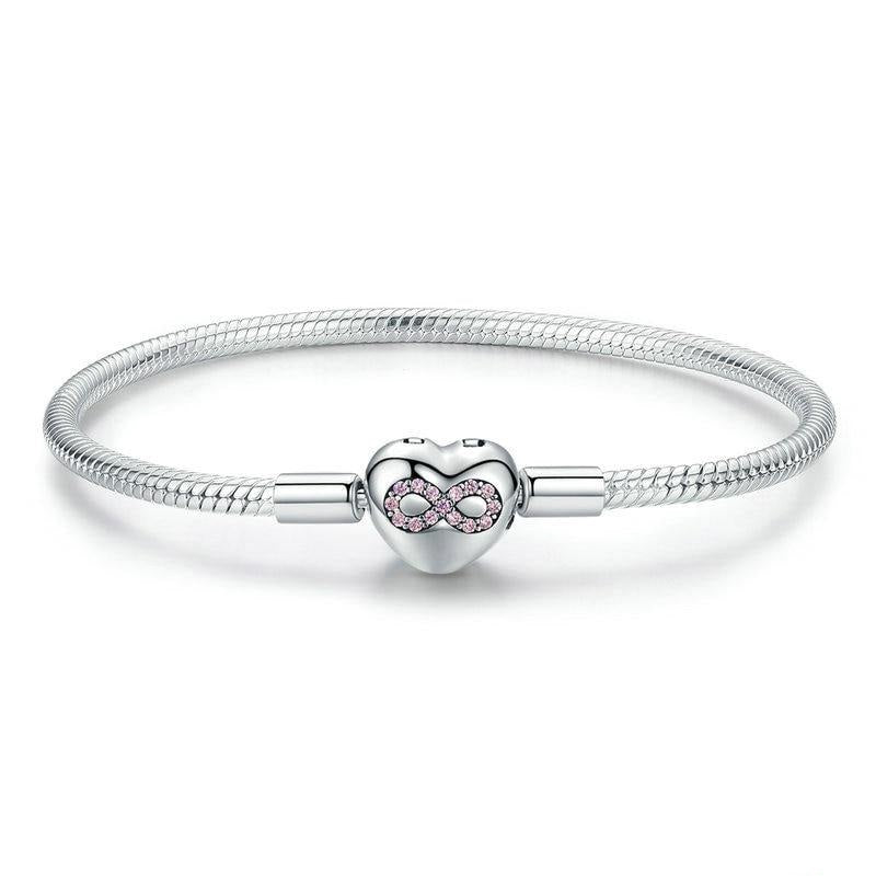 Sterling Silver Heart Shape Love Snake Bangle Bracelet