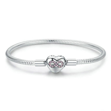 Sterling Silver Heart Shape Love Snake Bangle Bracelet