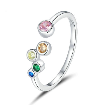 Anillo de sello de burbujas de colores en plata de ley 925