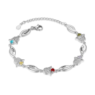 Tulip Flower Customized Birthstone Bracelet